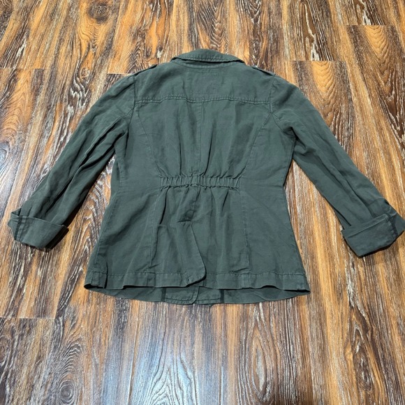 Cartonnier Anthropologie Womens 10 Olive Green Cotton Linen Utility Field Jacket - Picture 2 of 10